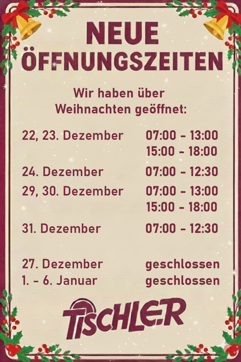 Weihnachts- und Neujahrsöffnungszeiten